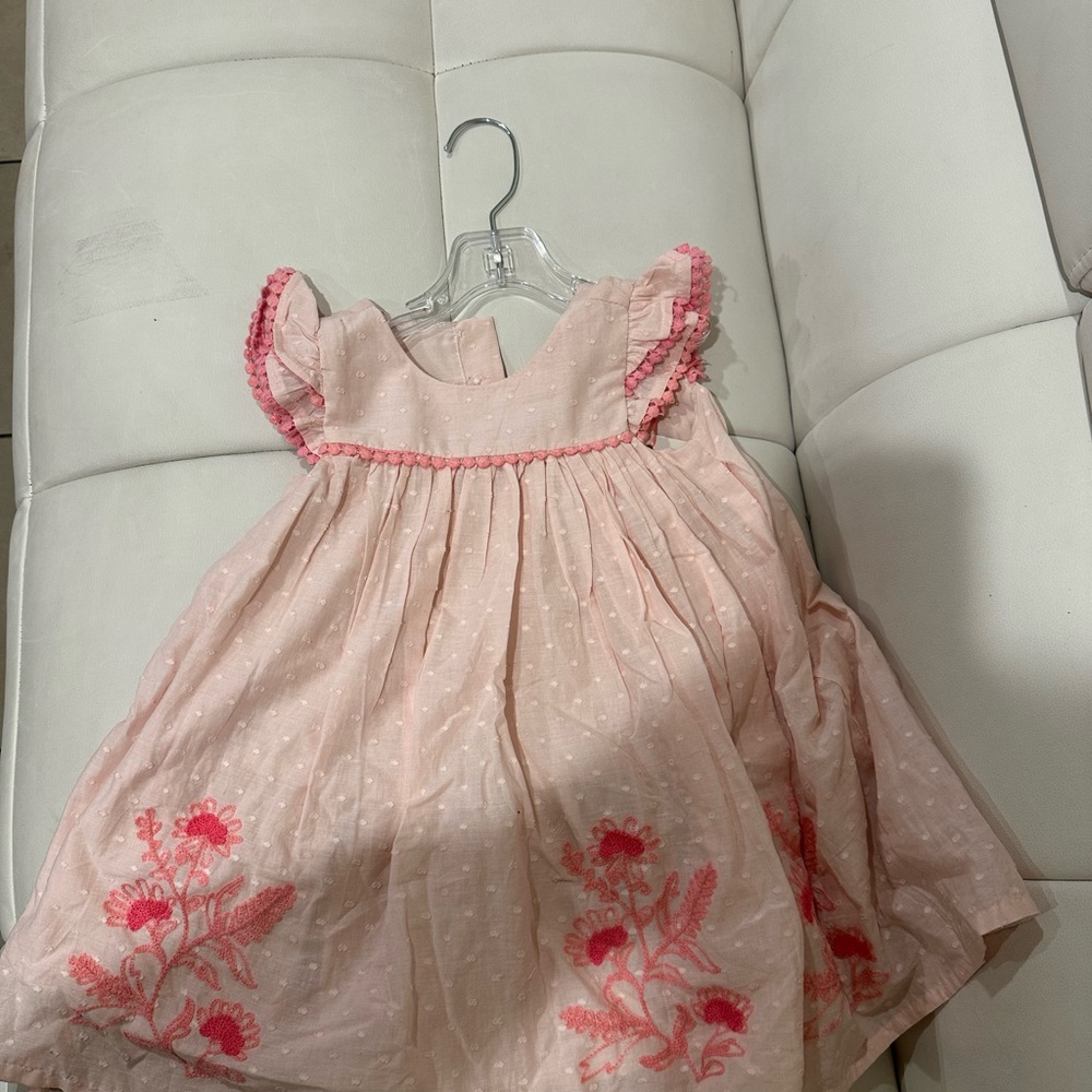 Pink Floral Embroidered Dress for 2years old